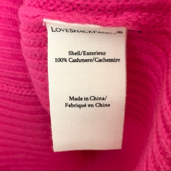 LoveShackFancy 100% Cashmere Potter Pullover Puff Sleeve Bow Detail Pink Sweater - Picture 11 of 11
